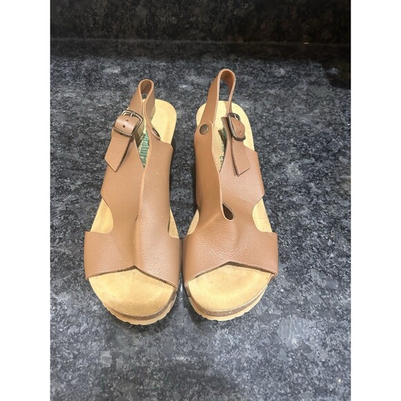 BioNatura Tessa Tan Leather Wedge Sandals Women’s Size 39 8 Support Classic Boho - Picture 1 of 8